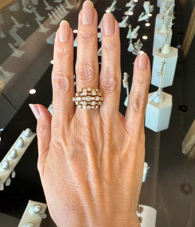 Vintage 18KT Yellow Gold Diamond Dome Cocktail Ring - KFK, Inc.