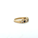 Vintage 18KT Yellow Gold Diamond Sapphire Band - KFK, Inc.