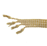 Vintage 18KT Yellow Gold Rope and Bead Chainmail Tassel Bracelet - KFK, Inc.