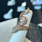 VIntage 18KT Yellow Gold Snake Ring with 3.38CT Diamonds and Sapphires - KFK, Inc.