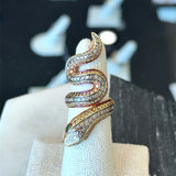 VIntage 18KT Yellow Gold Snake Ring with 3.38CT Diamonds and Sapphires - KFK, Inc.