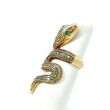 VIntage 18KT Yellow Gold Snake Ring with 3.38CT Diamonds and Sapphires - KFK, Inc.