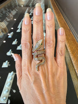 VIntage 18KT Yellow Gold Snake Ring with 3.38CT Diamonds and Sapphires - KFK, Inc.