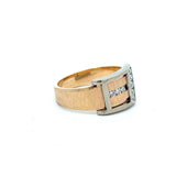 Vintage 1930's 14KT Yellow and White Gold Textured Diamond Buckle Ring - KFK, Inc.