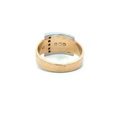 Vintage 1930's 14KT Yellow and White Gold Textured Diamond Buckle Ring - KFK, Inc.