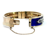 Vintage 14KT Yellow Gold Diamond and Blue Enamel Bangle Bracelet