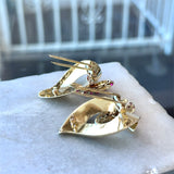 Set of two vintage 1940's Retro 14KT yellow gold brooch clips 1.5CT round rubies KFK Jewelers Los Angeles