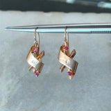 Vintage 1940's Retro 14KT Rose Gold Scroll and Bar Earrings - KFK, Inc.
