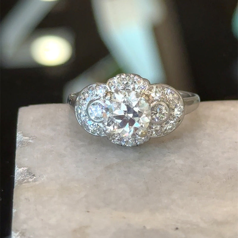 Vintage 1950's Platinum 2.59CT Diamond RIng - KFK, Inc.