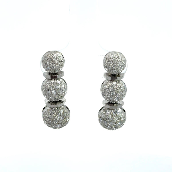 Vintage 1950s 2.5CT diamond ball drop earrings in platinum KFK Jewelers Los Angeles