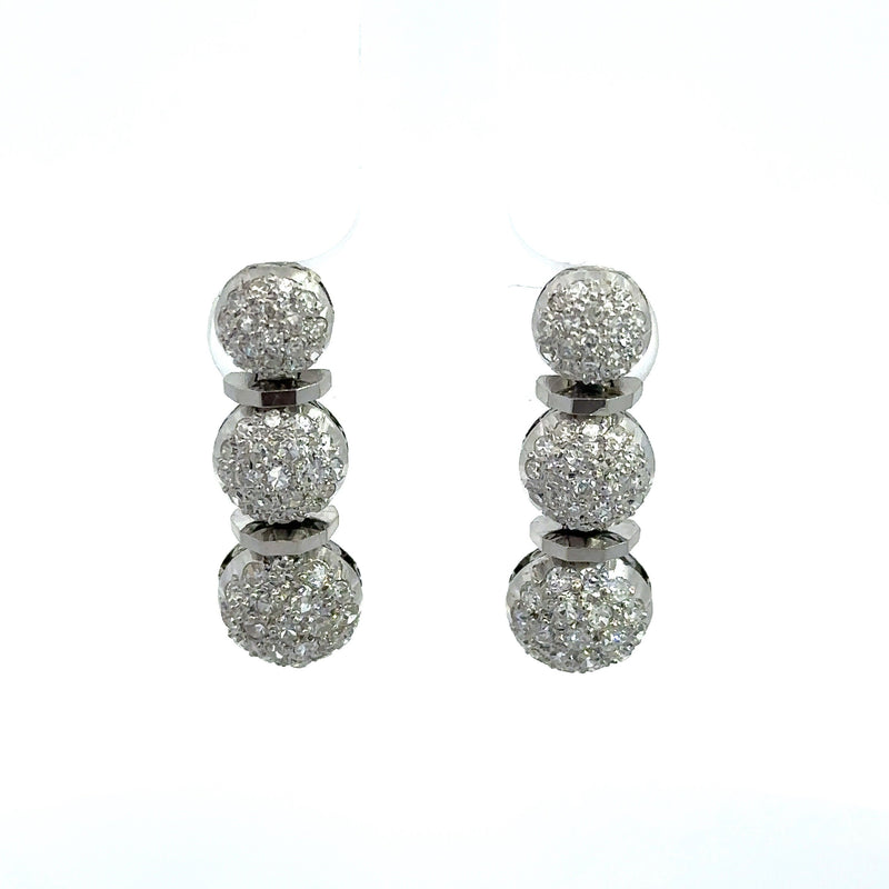 Vintage 1950s 2.5CT diamond ball drop earrings in platinum KFK Jewelers Los Angeles