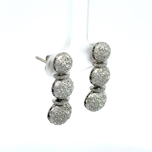 Vintage 1950s 2.5CT diamond ball drop earrings in platinum KFK Jewelers Los Angeles