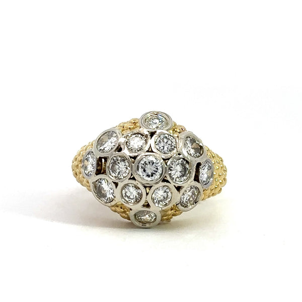 Vintage 2.06CT Diamond Bombe Cocktail Ring, 18KT Gold - KFK, Inc.