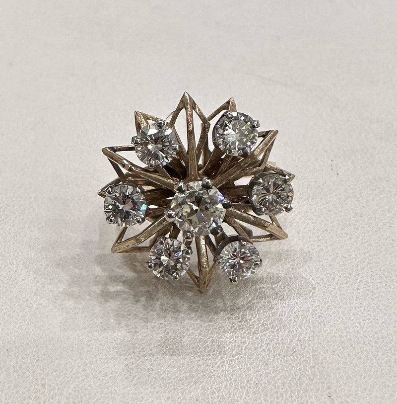Vintage 2.30CT Diamond Starburst Cocktail Ring - KFK, Inc.