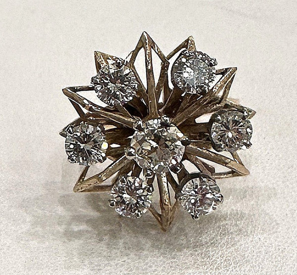 Vintage 2.30CT Diamond Starburst Cocktail Ring - KFK, Inc.