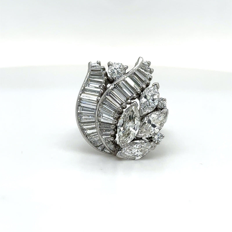 Vintage 3.20CT Diamond Platinum Floral Ring