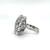 Vintage 3.20CT Diamond Platinum Floral Ring