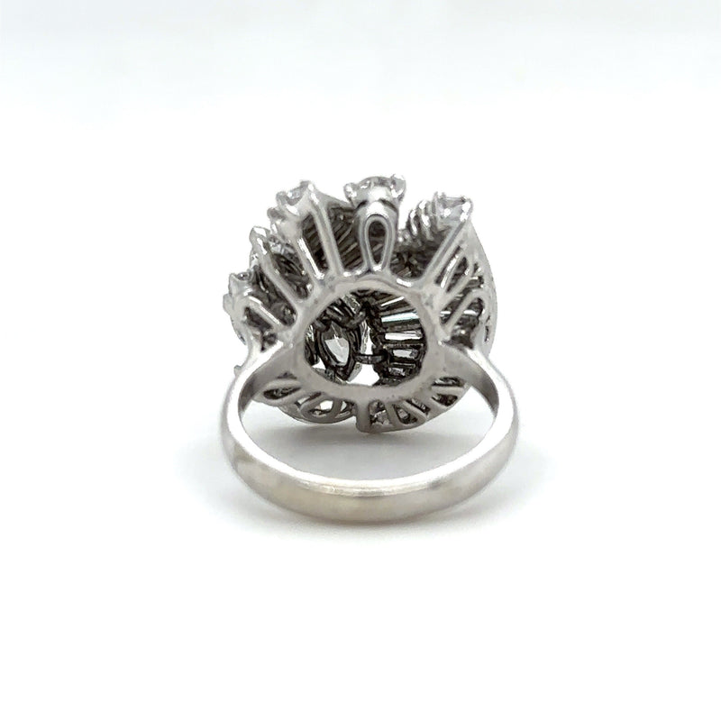 Vintage 3.20CT Diamond Platinum Floral Ring