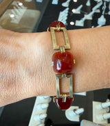 Vintage Art Deco 14KT Sugarloaf-Cut Carnelian Bracelet - KFK, Inc.