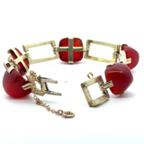 Vintage Art Deco 14KT Sugarloaf-Cut Carnelian Bracelet - KFK, Inc.