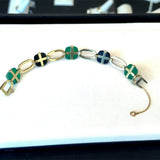 Vintage Art Deco 14KT Sugarloaf-Cut Onyx Chrysoprase Bracelet - KFK, Inc.