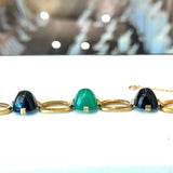 Vintage Art Deco 14KT Sugarloaf-Cut Onyx Chrysoprase Bracelet - KFK, Inc.