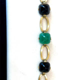 Vintage Art Deco 14KT Sugarloaf-Cut Onyx Chrysoprase Bracelet - KFK, Inc.