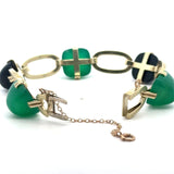 Vintage Art Deco 14KT Sugarloaf-Cut Onyx Chrysoprase Bracelet - KFK, Inc.