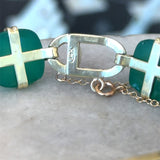 Vintage Art Deco 14KT Sugarloaf-Cut Onyx Chrysoprase Bracelet - KFK, Inc.