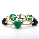 Vintage Art Deco 14KT Sugarloaf-Cut Onyx Chrysoprase Bracelet - KFK, Inc.