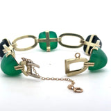 Vintage Art Deco 14KT Sugarloaf-Cut Onyx Chrysoprase Bracelet - KFK, Inc.