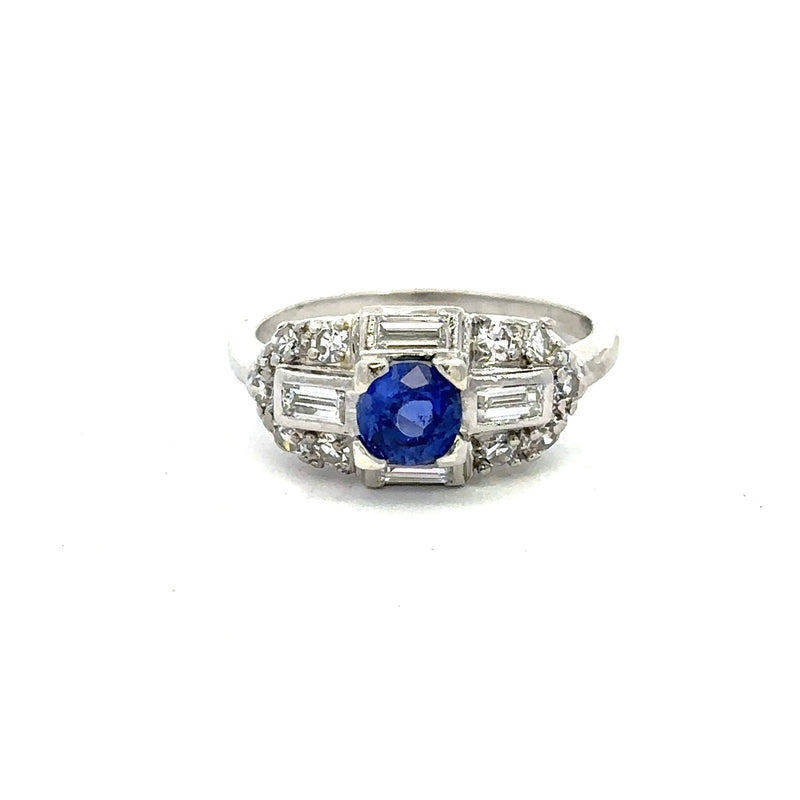 Vintage Art Deco Style Diamond Sapphire Ring - KFK, Inc.