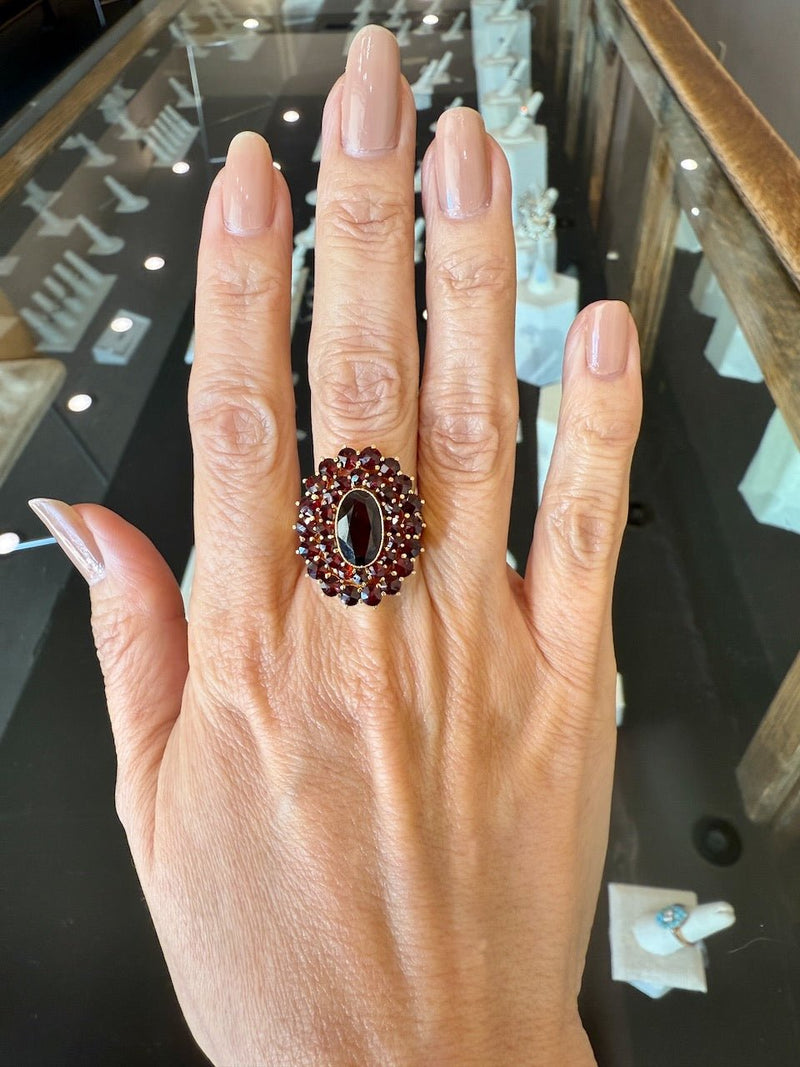 Cocktail Ring Modern Garnet Ring Garnet Antique Style Cocktail