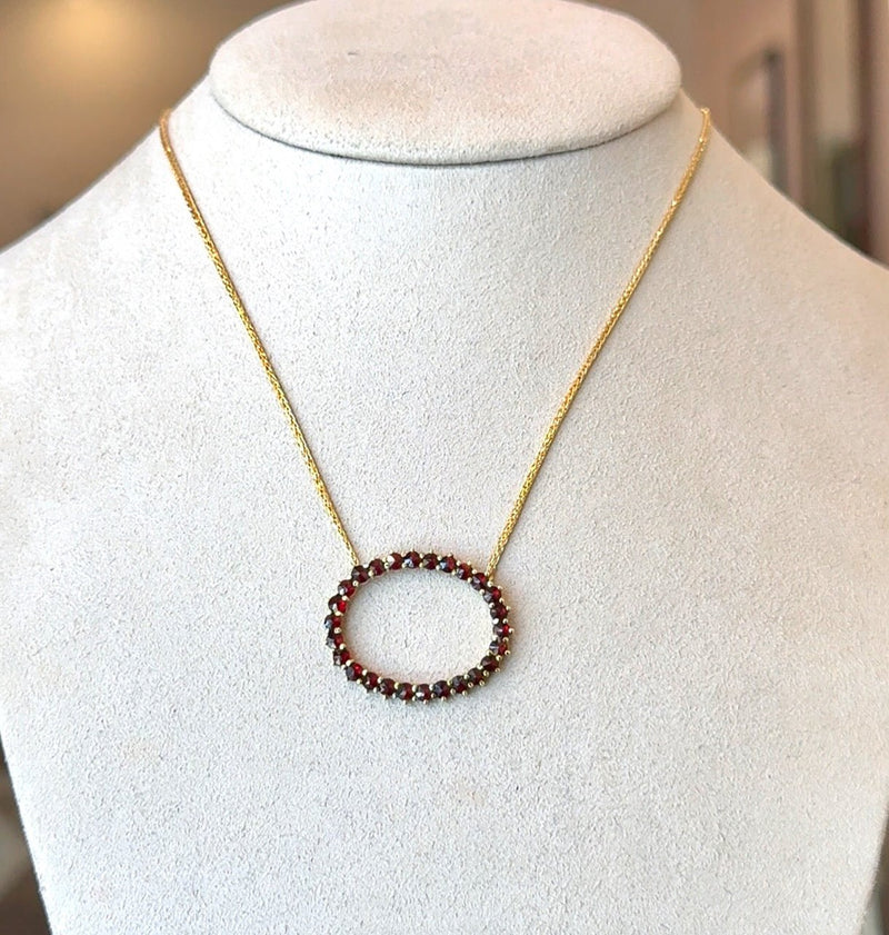 Vintage Bohemian Garnet Eternity Pendant Necklace - KFK, Inc.