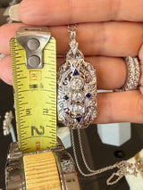 Vintage Diamond and 18KT White Gold Filigree Necklace - KFK, Inc.