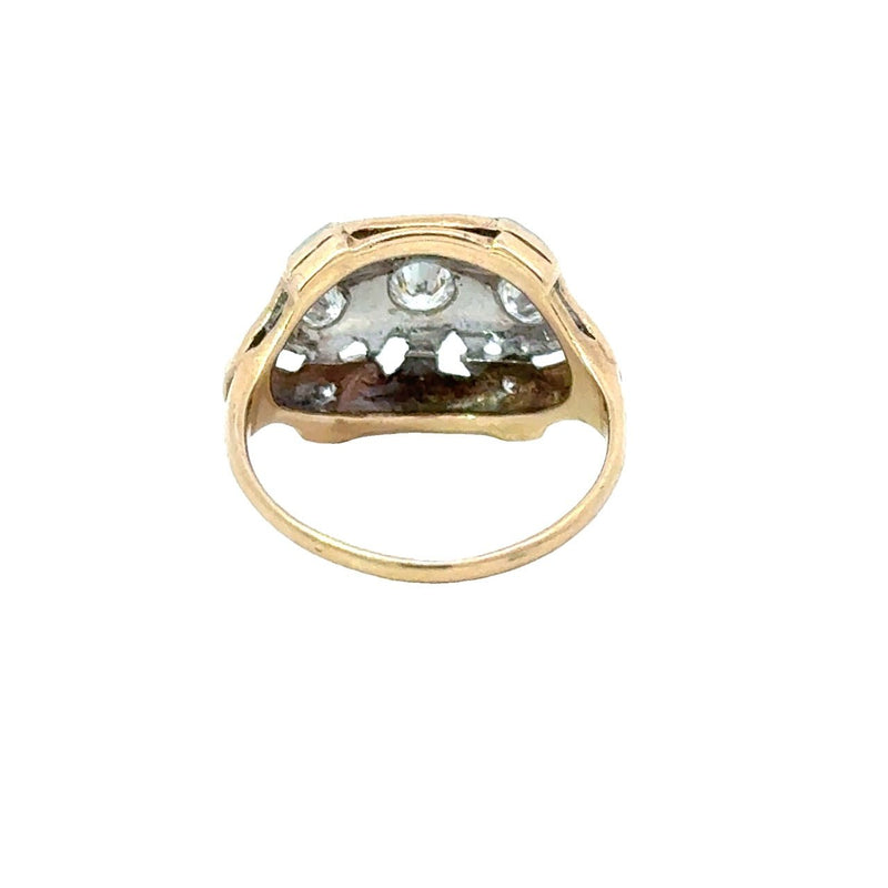 Vintage 1930's Diamond Mixed Metal Dinner Ring 14KT white gold and yellow gold KFK Jewelers Los Angeles