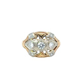 Vintage 1930's Diamond Mixed Metal Dinner Ring 14KT white gold and yellow gold KFK Jewelers Los Angeles