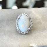 Vintage Opal Diamond Halo Cocktail Ring - KFK, Inc.