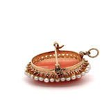 Vintage Oval Coral and Cultured Pearl Cameo Brooch Pendant with Foldable Bail to wear as a pendant or brooch pin KFK Jewelers Los Angeles