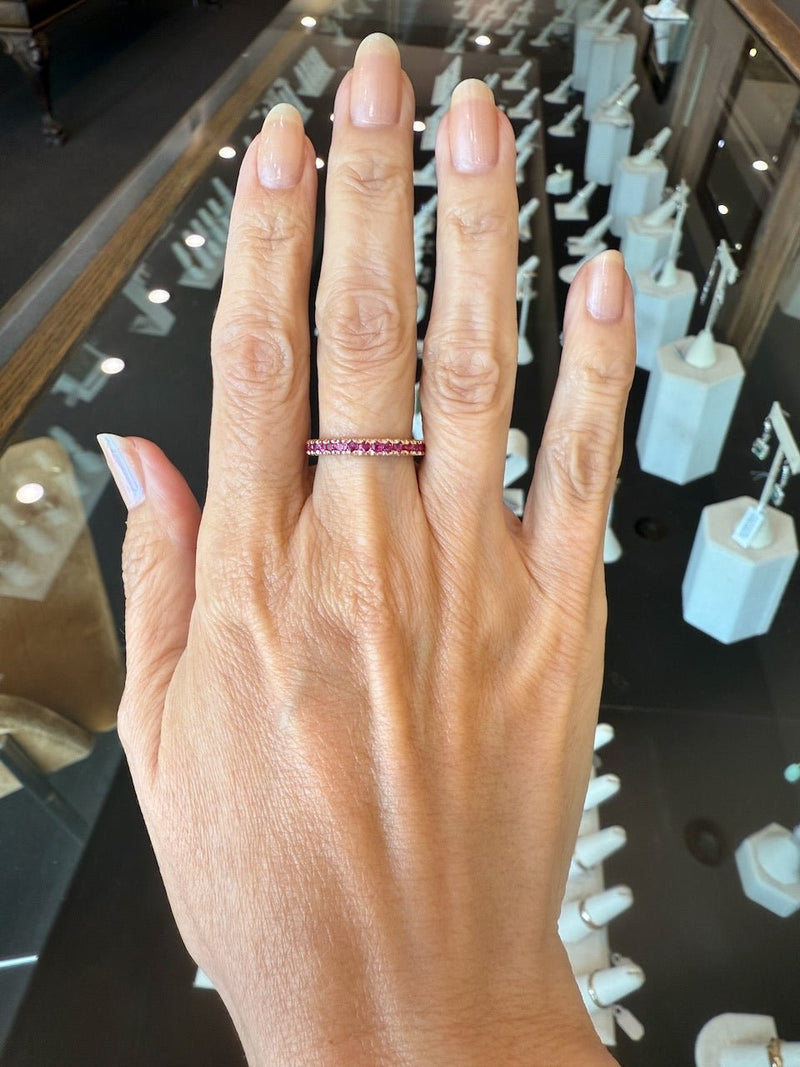 Vintage Pink Sapphire Eternity Band, Size 6.25 - KFK, Inc.