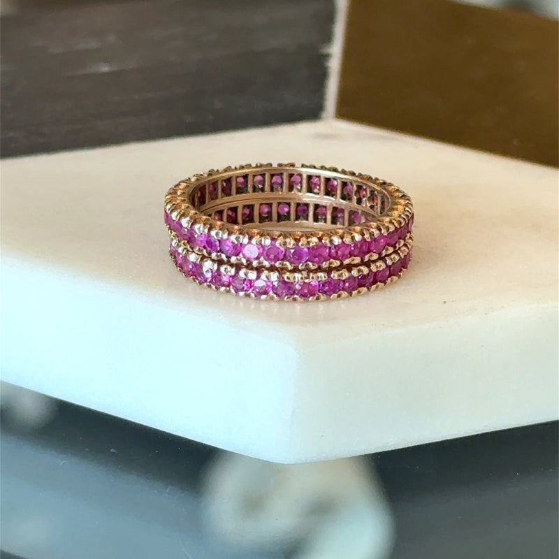 Vintage Pink Sapphire Eternity Band, Size 6.25 - KFK, Inc.