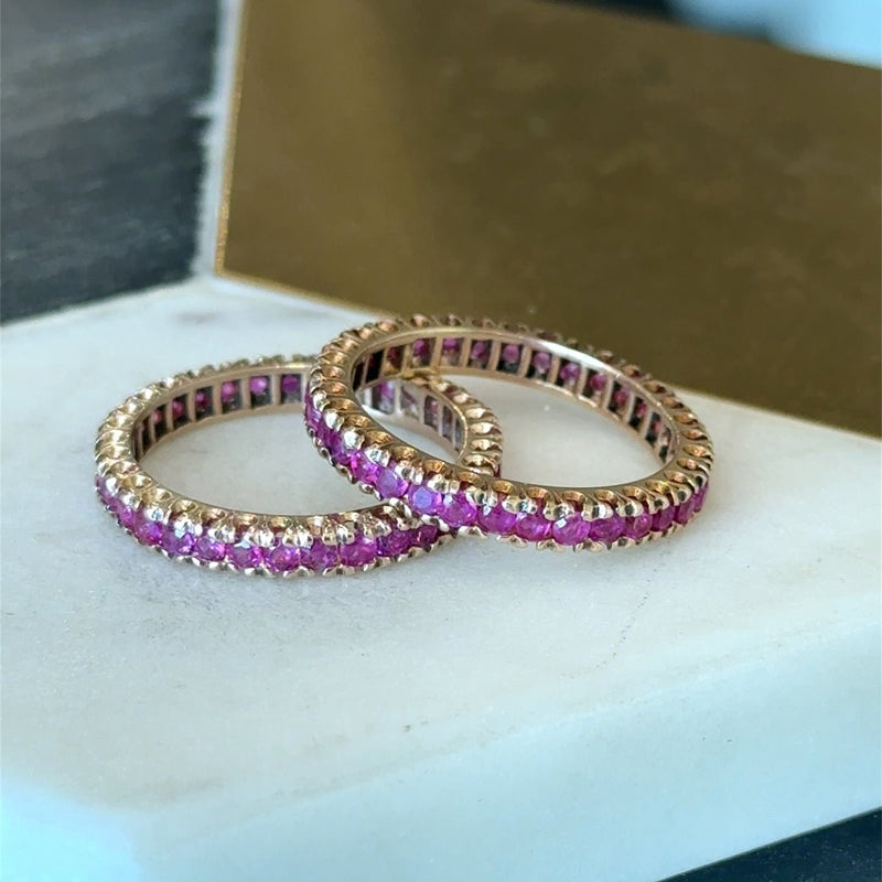 Vintage Pink Sapphire Eternity Band, Size 6.25 - KFK, Inc.