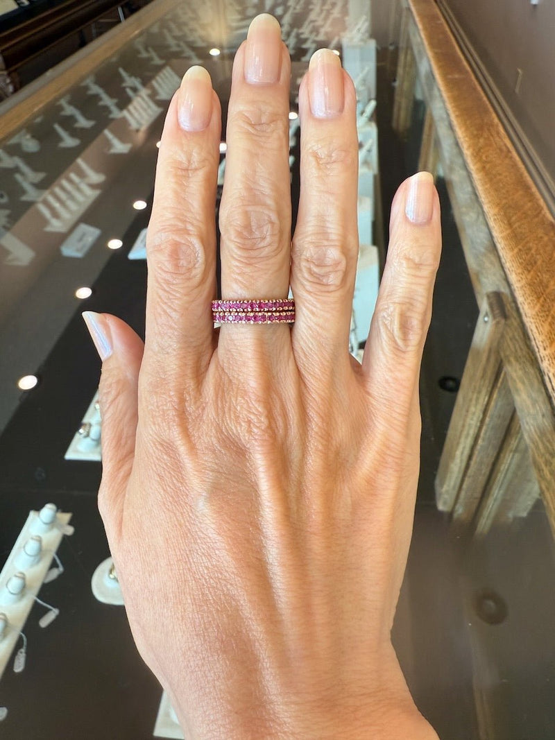 Vintage Pink Sapphire Eternity Band, Size 6.25 - KFK, Inc.