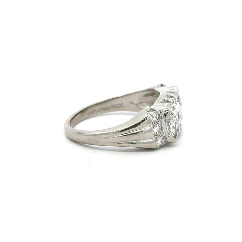 Vintage Platinum 1.05CT Round and Baguette Diamond Ring - KFK, Inc.