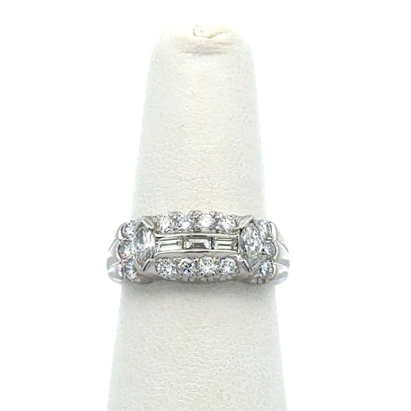 Vintage Platinum 1.05CT Round and Baguette Diamond Ring - KFK, Inc.