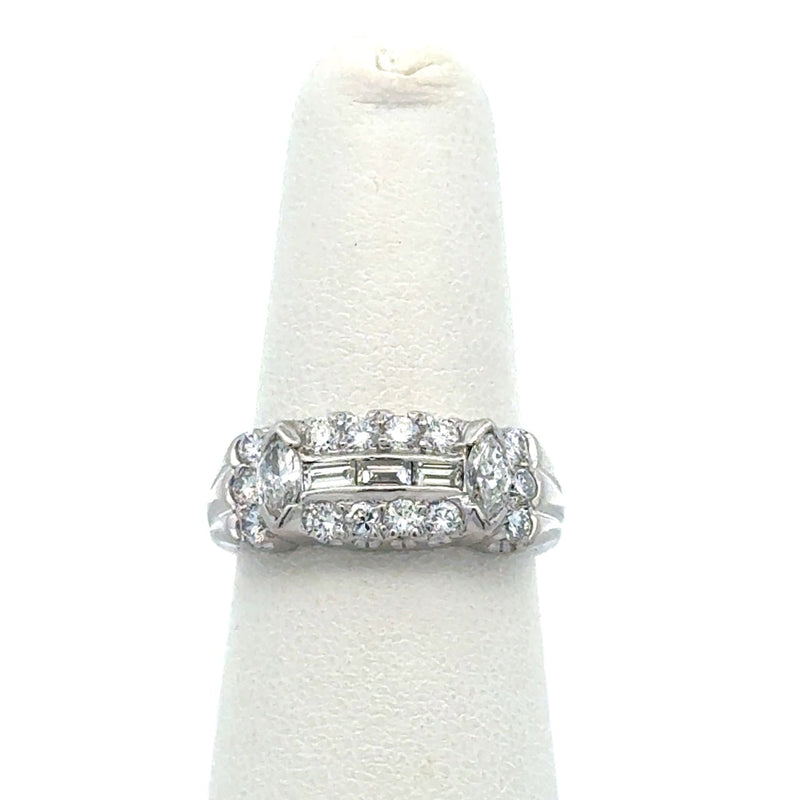 Vintage Platinum 1.05CT Round and Baguette Diamond Ring - KFK, Inc.