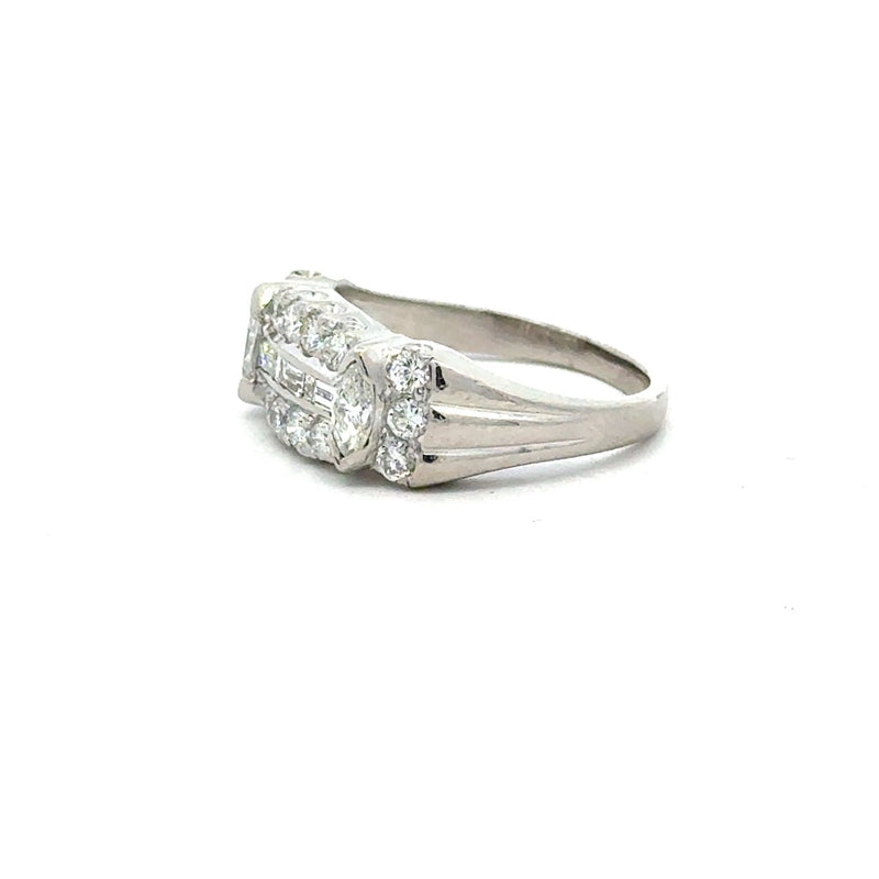 Vintage Platinum 1.05CT Round and Baguette Diamond Ring - KFK, Inc.