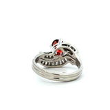 Vintage Platinum 1.25CT Diamond Baguette Wave Ring with Oval Garnet - KFK, Inc.