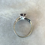 Vintage Platinum 1.25CT Diamond Baguette Wave Ring with Oval Garnet - KFK, Inc.