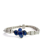 Vintage Platinum 8.50CT Diamond and Blue Cabochon Sapphire Bracelet - KFK, Inc.